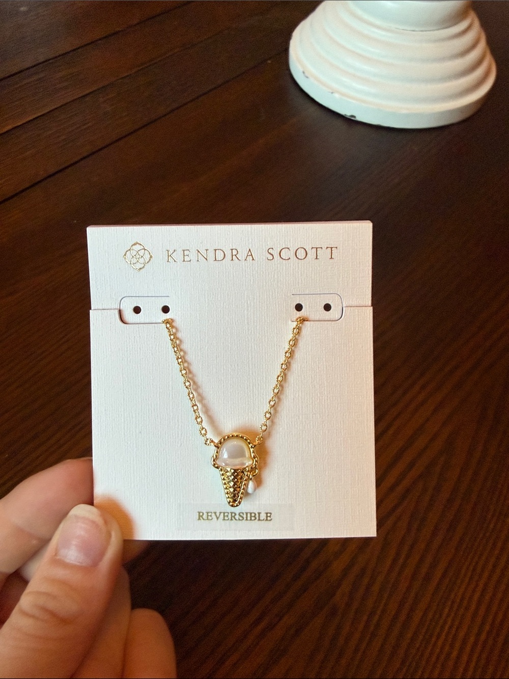Kendra Scott Gold and shimmery white necklace